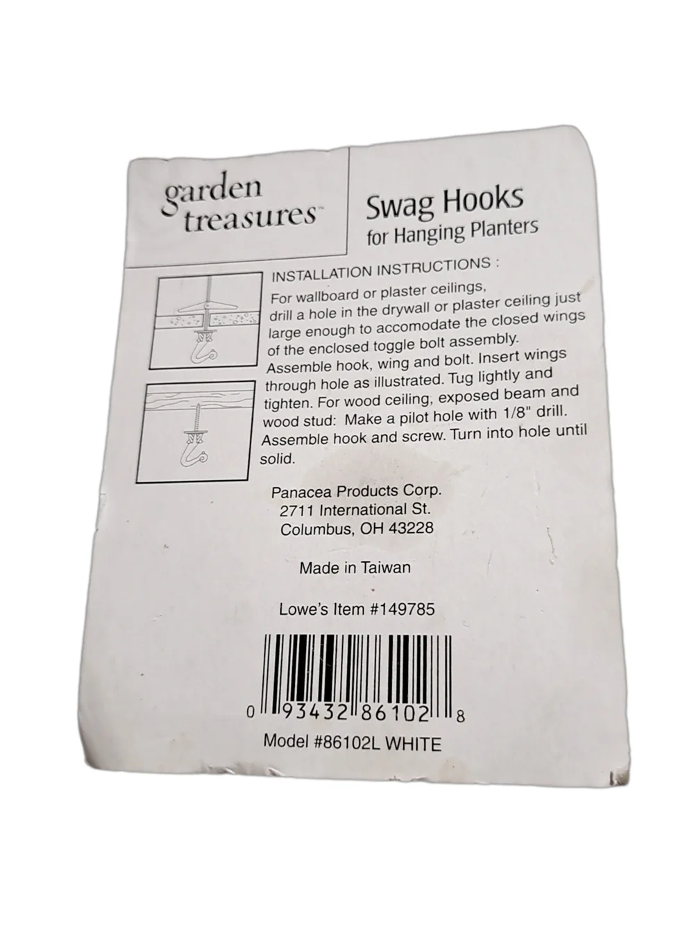 Garden Treasures Swag Hooks - White Hanging Planter Hooks (2-pcs)